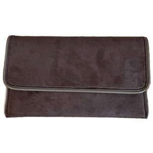 Lulus Clutch Purse Crossbody Brown Faux Suede Foldover Removable Chain Strap NWT